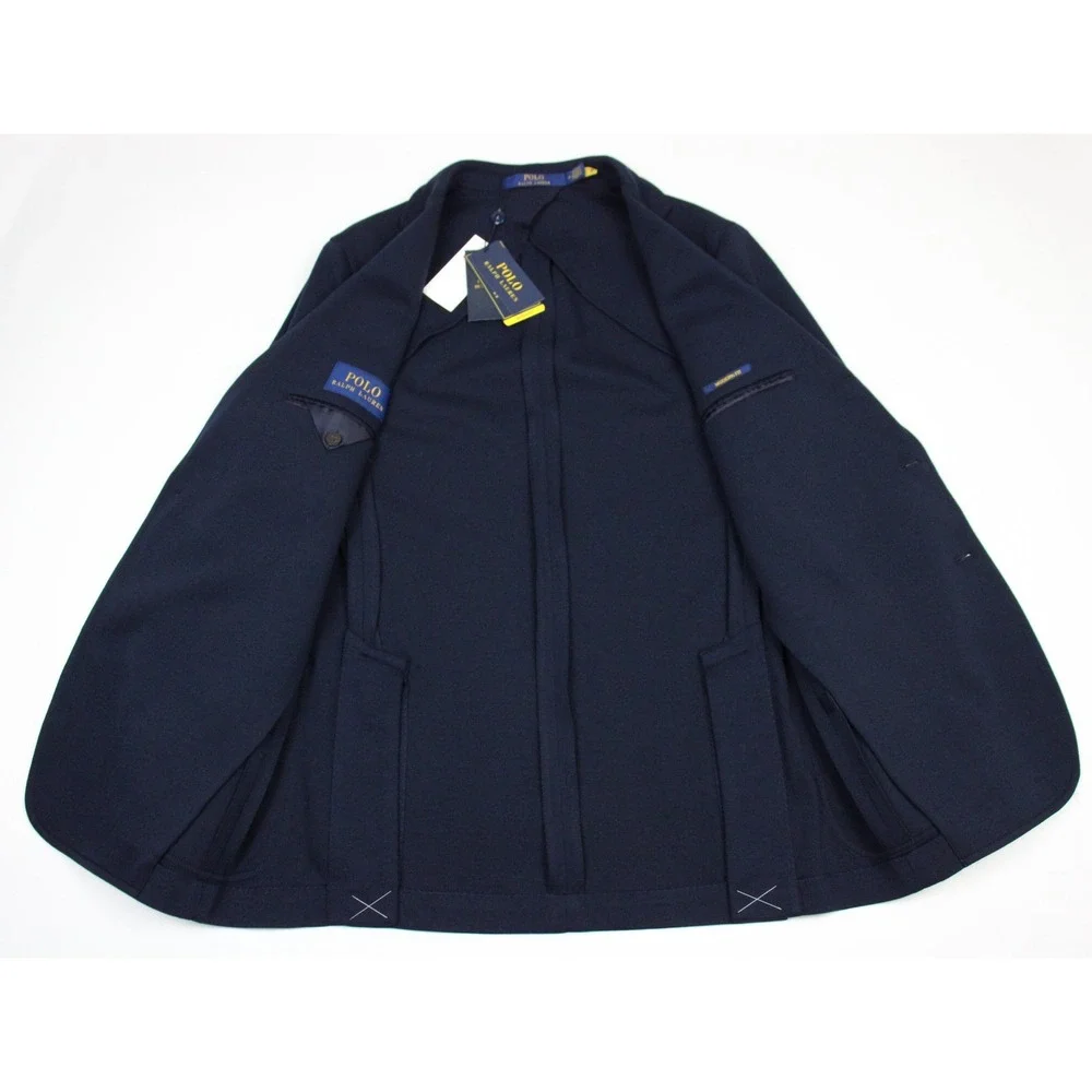 Polo Ralph Lauren Blazer Mens Medium Navy Blue Knit Sport Coat Jacket Casual